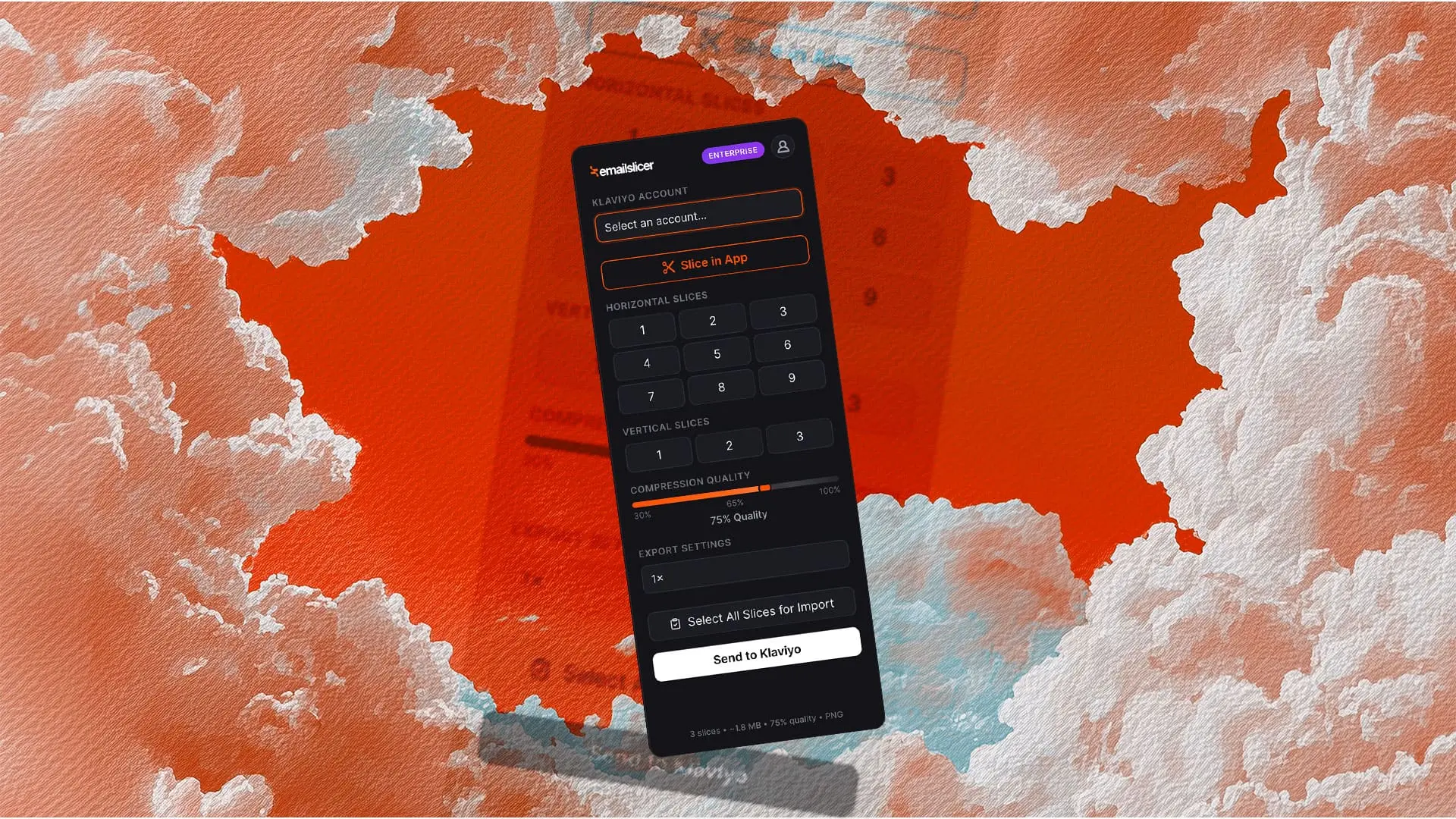 Figma plugin interface for slicing and exporting email designs to Klaviyo